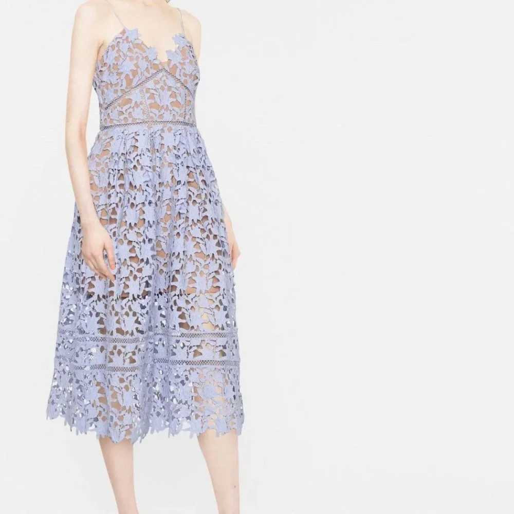 Self-Portrait Azalea Midi Dress in light blue, US 4, worn twice - Picture 2 of 9